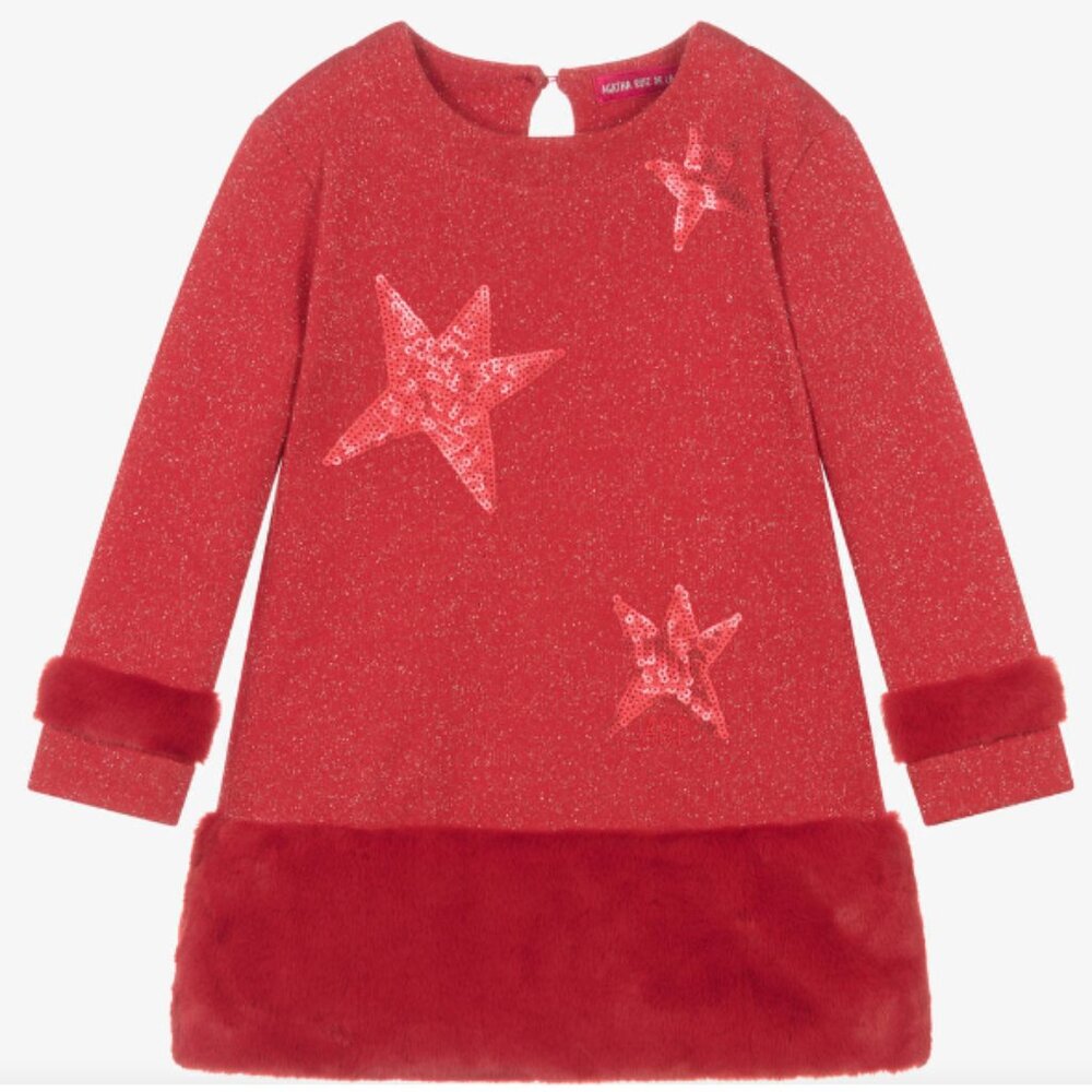 Agatha Ruiz De La Prada red dress with fur NWT